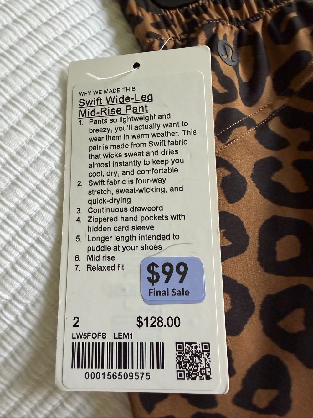 Lululemon swiftly Mid-Rise Wide-Leg Leopard Pants size 2 NWT - Picture 7 of 7